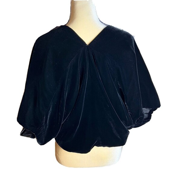 Vintage Giorgio Armani Black Velvet Bolero Shrug Satin Liner W/Studded Signature - Picture 4 of 11